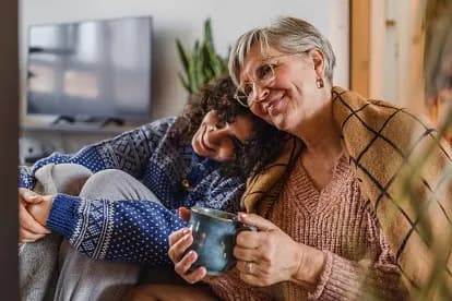 Family sharing a warm moment at home